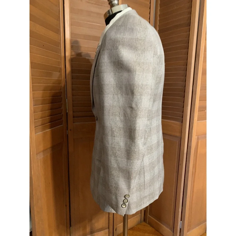 Vtg 70s JCPenney Contemporary Classics Gray Red Blue Plaid Sports Coat 40R